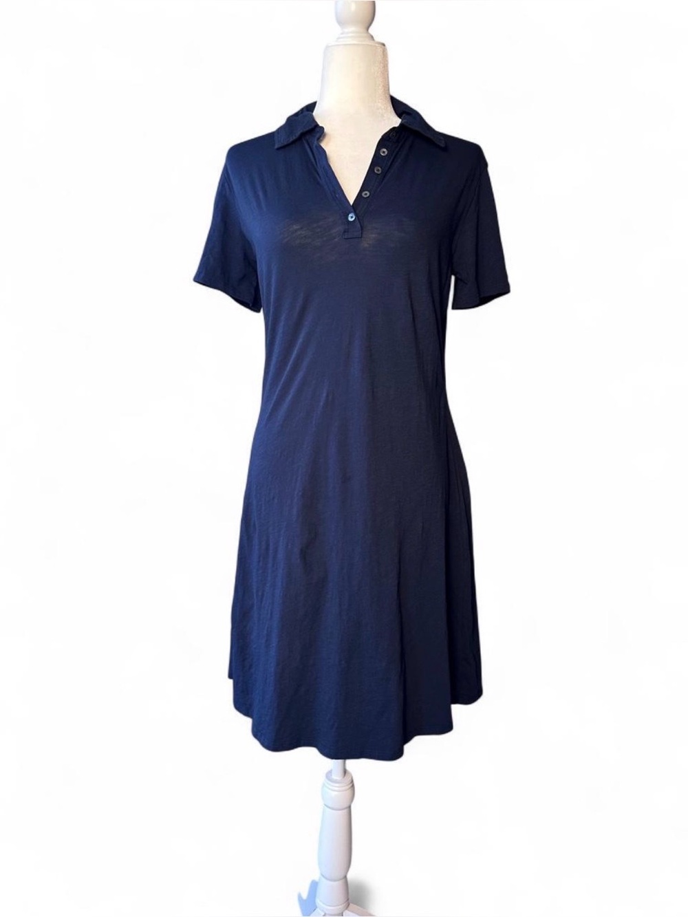 Theory Navy Polo Shirt Dress - Classic Short Sleeve Size M
